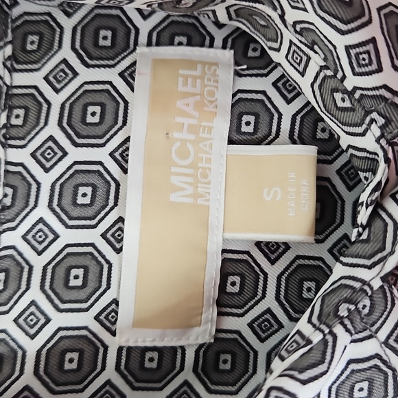 MICHAEL KORS LS BLOUSE SUZE SMALL GREY & WHite - Picture 2 of 8